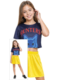 Déguisement K-pop Hunter Lite fille T-shirt bleu et jupe jaune Guirca 2
