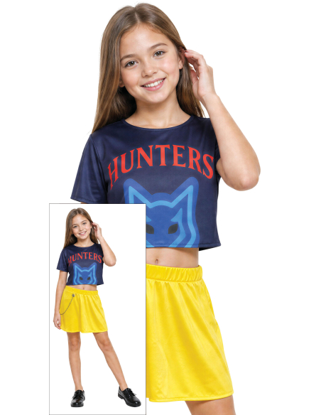 Déguisement K-pop Hunter Lite fille T-shirt bleu et jupe jaune Guirca