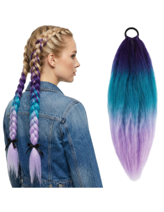 Mèche cheveux dégradée K-pop lilas, bleu et rose 67 cm
