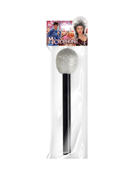 Micro factice pailleté 26 cm pour déguisement chanteuse, disco et K-pop