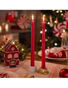 2 bougies chandelles rouges 30 cm – Noël