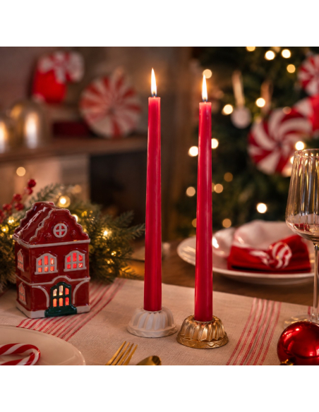 2 bougies chandelles rouges 30 cm – Noël