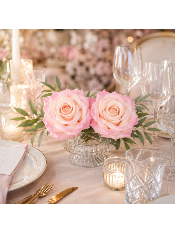Lot de 2 roses artificielles rose Nymphea 9 cm – Octobre Rose & décoration