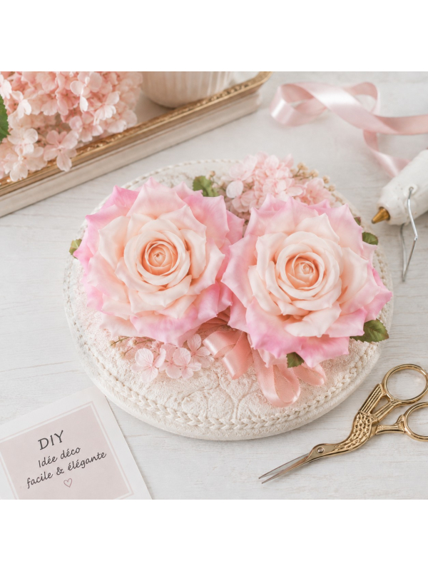 Lot de 2 roses artificielles rose Nymphea 9 cm – Octobre Rose & décoration