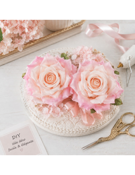 Lot de 2 roses artificielles rose Nymphea 9 cm – Octobre Rose & décoration