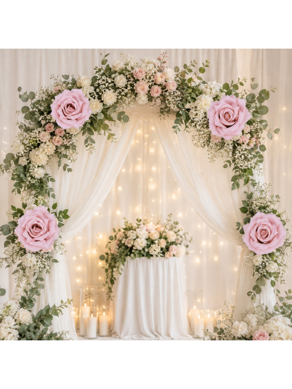 Lot de 4 roses artificielles rose pastel 9,5 cm – Octobre Rose & décoration