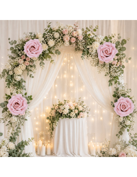 Lot de 4 roses artificielles rose pastel 9,5 cm – Octobre Rose & décoration