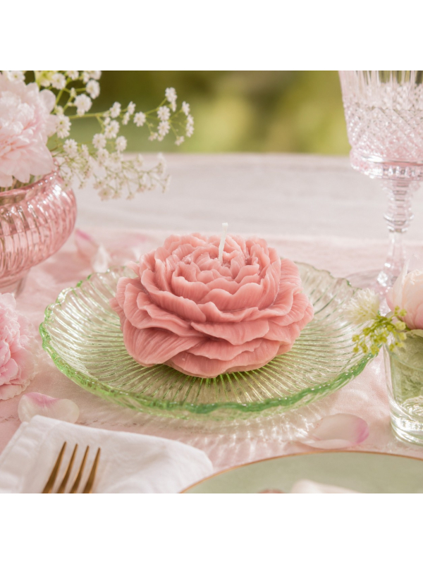 Bougie camélia rose Nymphea 10,3 cm – décoration de table romantique