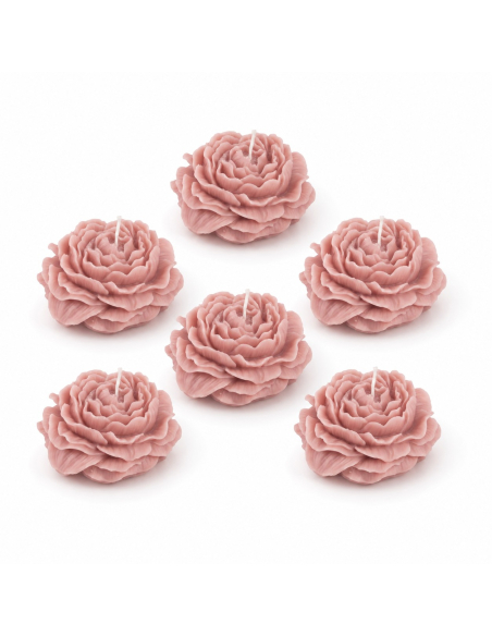 Lot de 6 bougies fleurs camélia roses 5,8 cm – Décoration de table