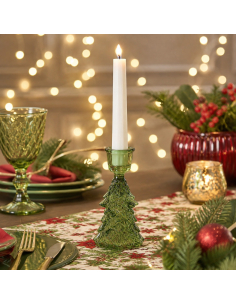 Bougeoir sapin de Noël vert en verre – 14,5 cm 2