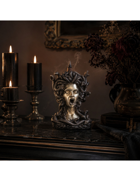Fontaine à encens Méduse – Décoration Halloween chic 18,5 cm