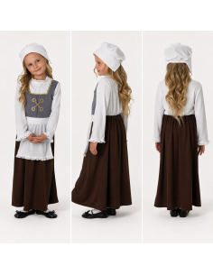 Déguisement servante médiévale fille – Robe, tablier et coiffe