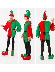 Déguisement lutin de Noël adulte unisexe avec bonnet et chaussons 2