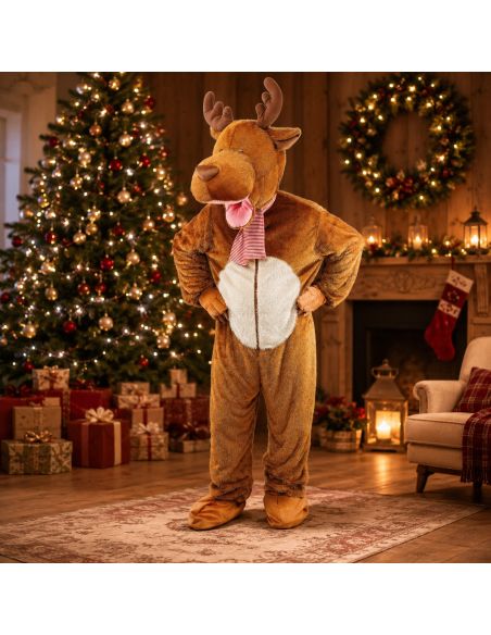 Mascotte renne de Noël adulte – Costume peluche à grosse tête