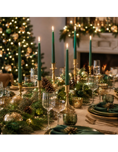 2 bougies chandelles vert sapin 30 cm – décoration de table Noël 2