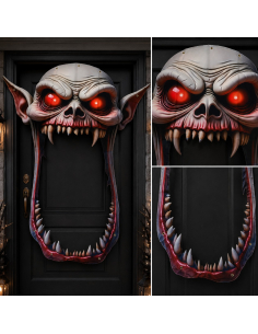 Décoration de porte monstre géante en tissu 162 x 195 cm – Halloween