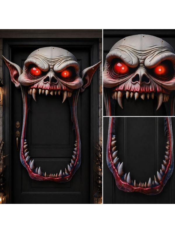 Décoration de porte monstre géante en tissu 162 x 195 cm – Halloween