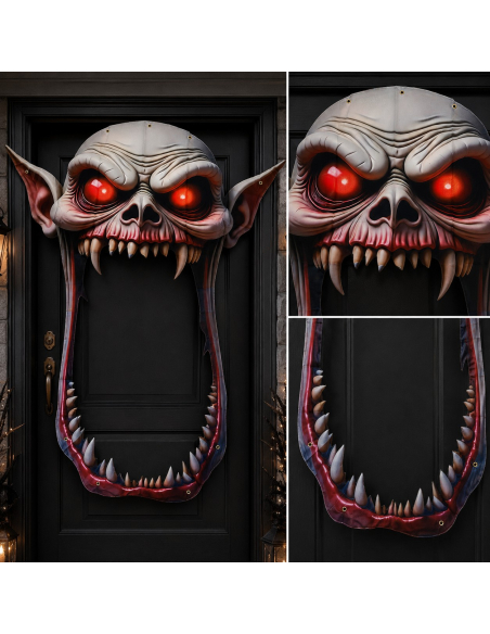 Décoration de porte monstre géante en tissu 162 x 195 cm – Halloween