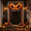 Décoration de porte citrouille géante en tissu 140 x 198 cm – Halloween