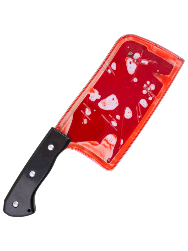 Couteau de boucher Halloween avec sang mobile – couperet factice
