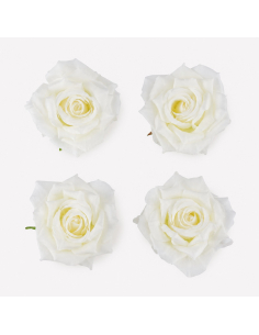 Lot de 4 roses artificielles ivoire 9,5 cm 2