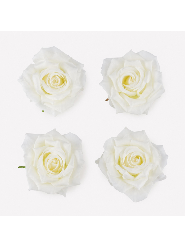 Lot de 4 roses artificielles ivoire 9,5 cm