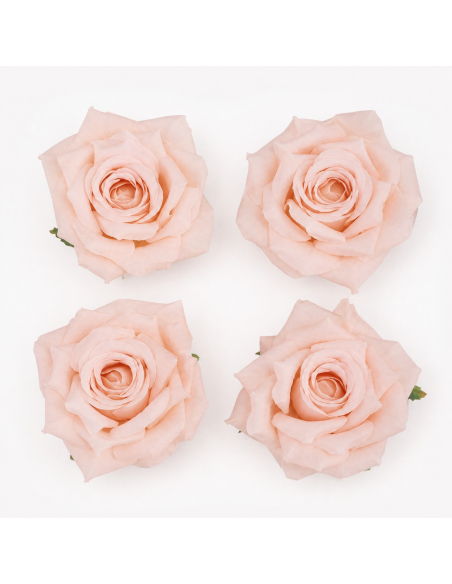 Lot de 4 roses artificielles pêche 9,5 cm – décoration florale