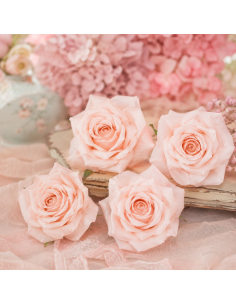 Lot de 4 roses artificielles pêche 9,5 cm – décoration florale