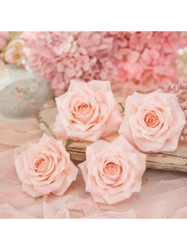 Lot de 4 roses artificielles pêche 9,5 cm – décoration florale