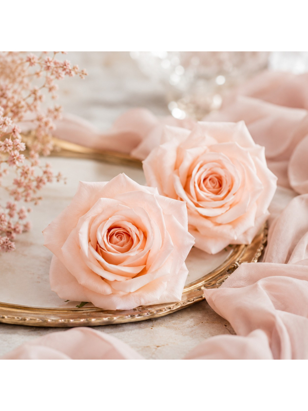 Lot de 4 roses artificielles pêche 9,5 cm – décoration florale