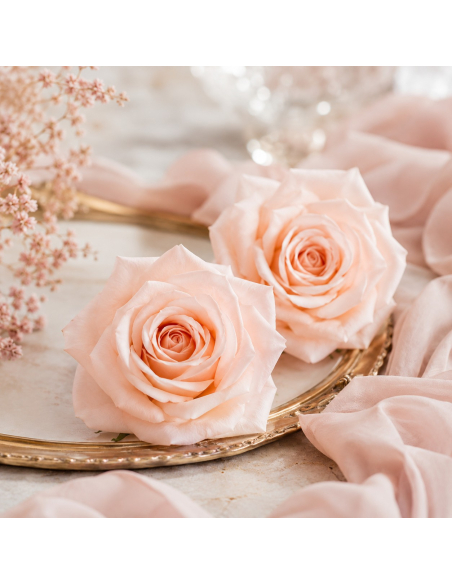 Lot de 4 roses artificielles pêche 9,5 cm – décoration florale
