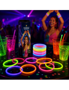 100 bracelets lumineux fluo multicolores – soirée néon 2