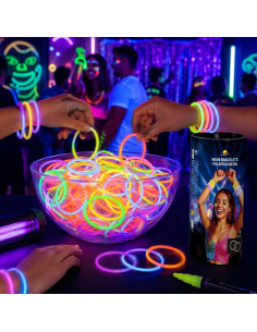 100 bracelets lumineux fluo multicolores – soirée néon