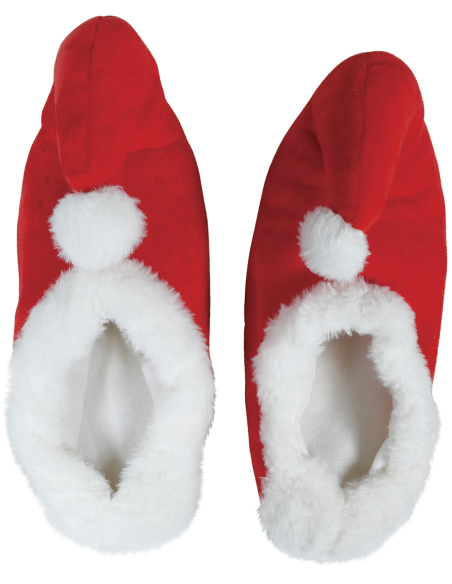 Chaussons de Père Noël rouges et blancs 30 cm – adulte