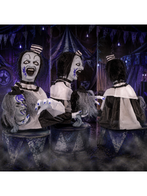 Clown animé de table Halloween 55 cm – Son, lumière et mouvement