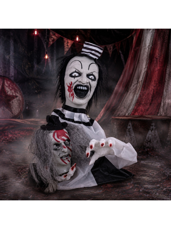 Clown animé de table Halloween 55 cm – Son, lumière et mouvement