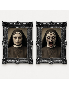 Cadre Halloween lenticulaire nonne possédée – Portrait hanté