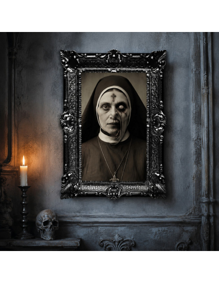 Cadre Halloween lenticulaire nonne possédée – Portrait hanté