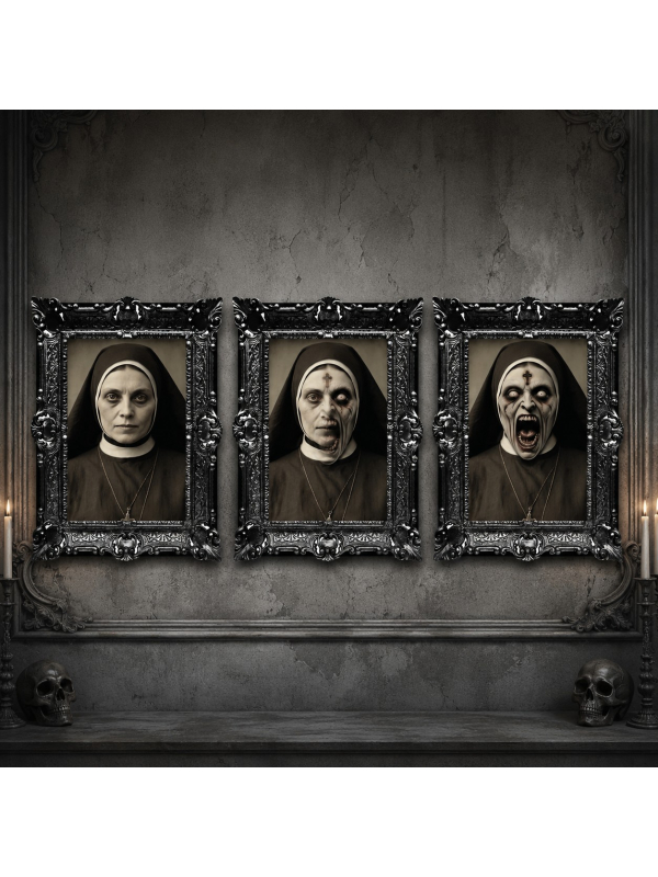 Cadre Halloween lenticulaire nonne possédée – Portrait hanté