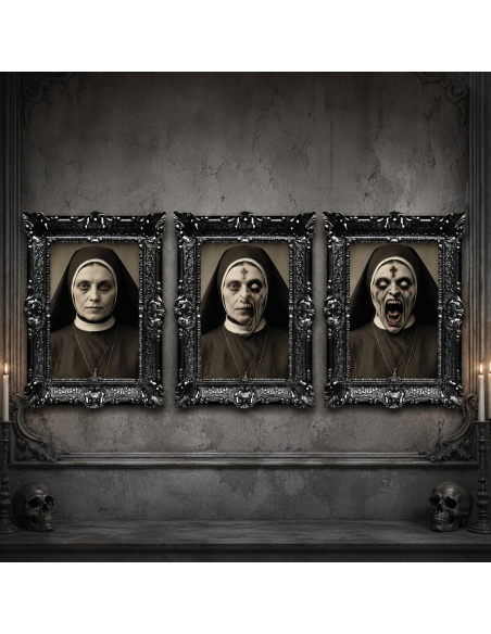 Cadre Halloween lenticulaire nonne possédée – Portrait hanté
