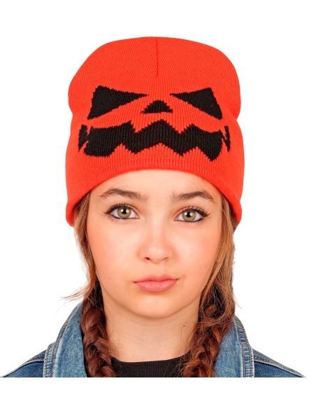 Bonnet citrouille Halloween enfant orange – Visage Jack-o’-lantern