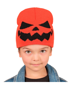 Bonnet citrouille Halloween enfant orange – Visage Jack-o’-lantern 2
