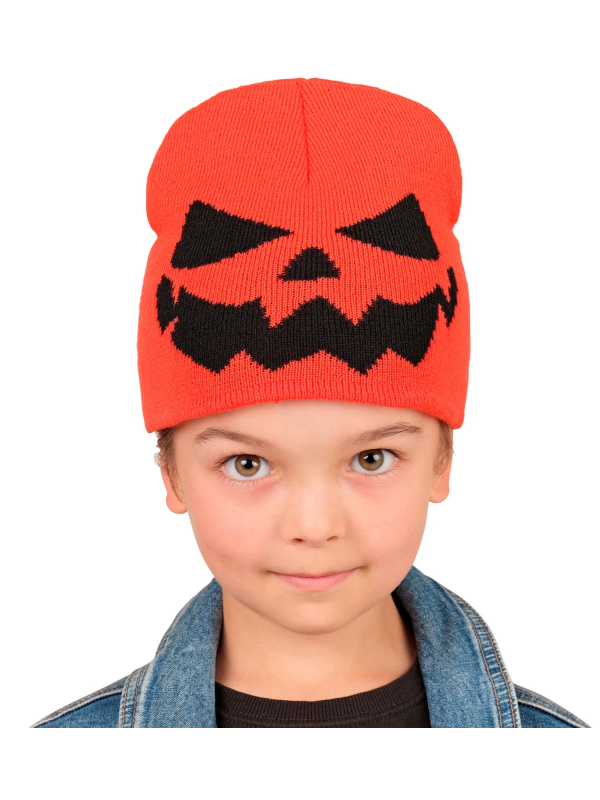 Bonnet citrouille Halloween enfant orange – Visage Jack-o’-lantern