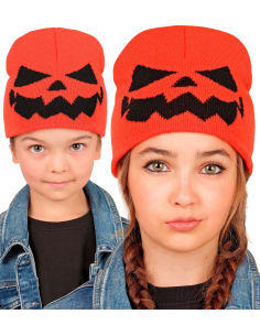 Bonnet citrouille Halloween enfant orange – Visage Jack-o’-lantern