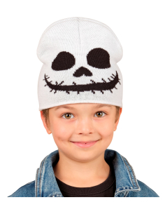 Bonnet fantôme Halloween enfant blanc – Visage noir 2