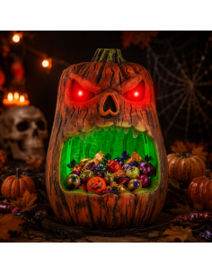 Bol à bonbons citrouille animée Halloween 33 cm