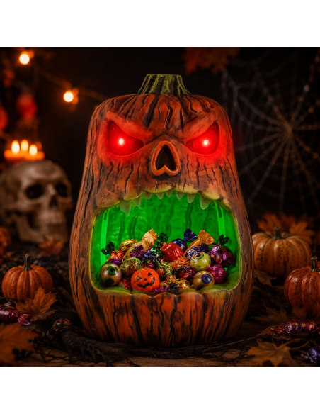 Bol à bonbons citrouille animée Halloween 33 cm