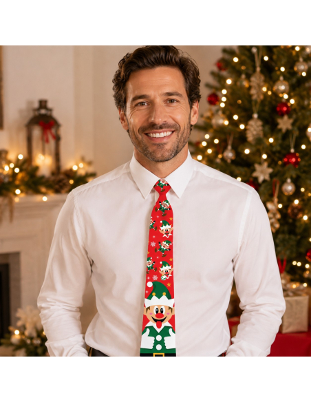 Cravate de Noël lutin 45 cm avec élastique