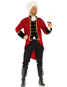 Costume de capitaine pirate homme rouge en polyester – veste et jabot 2