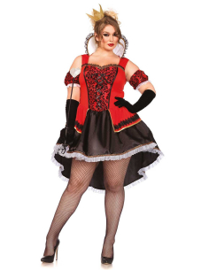 Déguisement Reine de Cœur femme grande taille rouge et noir 2